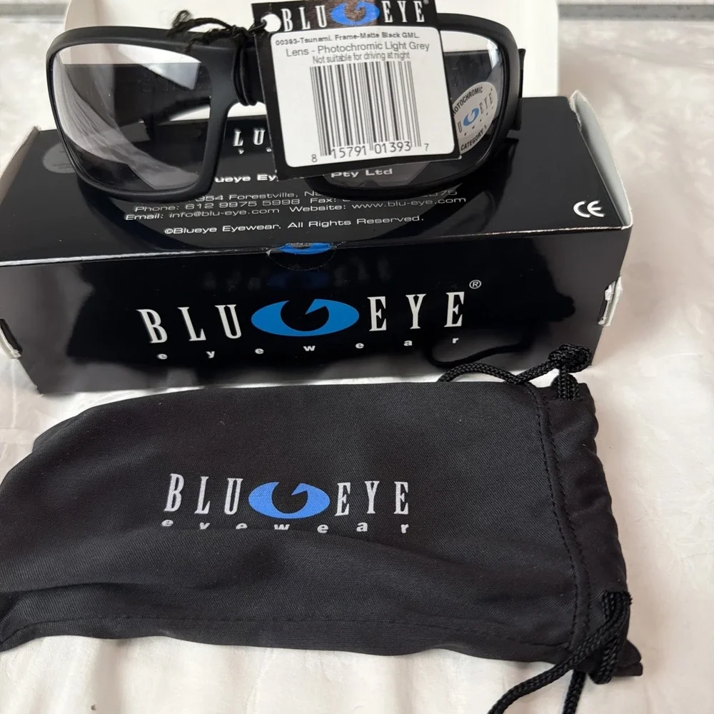 Blu Eye Tsunami Shooting Photochromic Ballistic Sun Glasses Cat 1 Shatter Resis